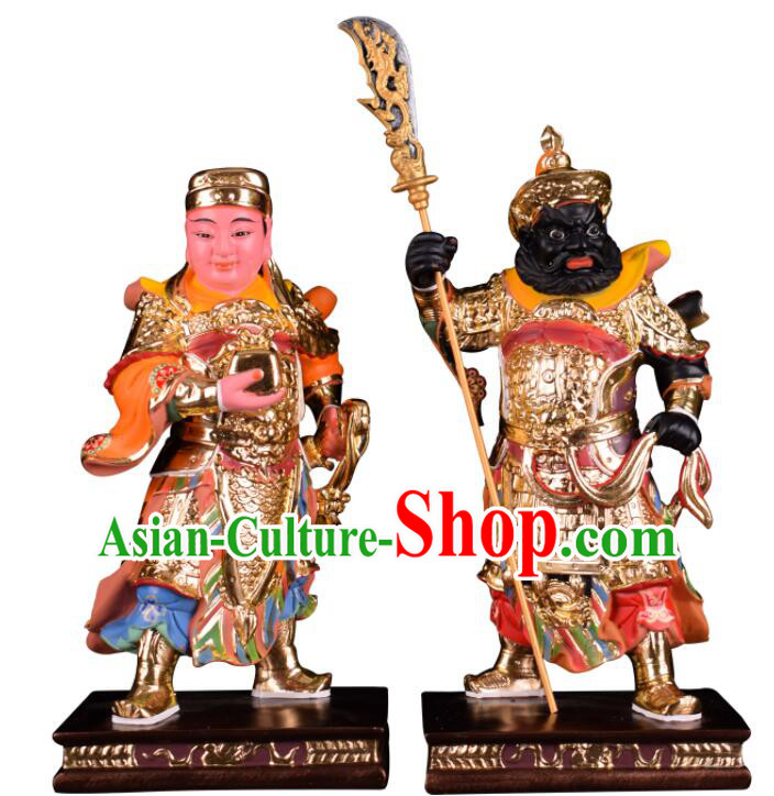 Handmade Zhou Cang and Guan Ping Statues inches Resin Sculptures Handmade Zhou Cang and Guan Ping Statues inches Resin Sculptures