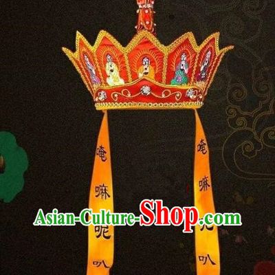 Traditional Beijing Opera Five Buddha Crown Headwear Chinese Ancient Monks Hat
