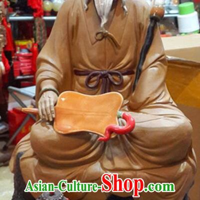 14 inches Tai Shang Lao Jun Statue Chinese Ceramic Craft Handmade Shi Wan Porcelain Arts