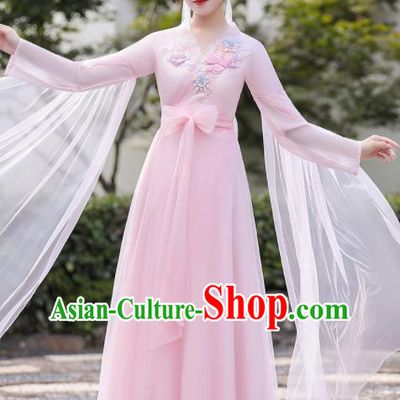 Chinese Ancient Fairy Pink Dress Clothing Traditional Garment Costume