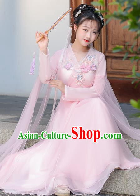 Chinese Ancient Fairy Pink Dress Clothing Traditional Garment Costume Chinese Ancient Fairy Pink Dress Clothing Traditional Garment Costume