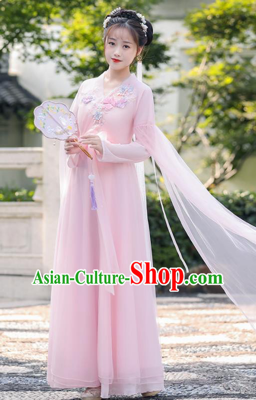Chinese Ancient Fairy Pink Dress Clothing Traditional Garment Costume Chinese Ancient Fairy Pink Dress Clothing Traditional Garment Costume