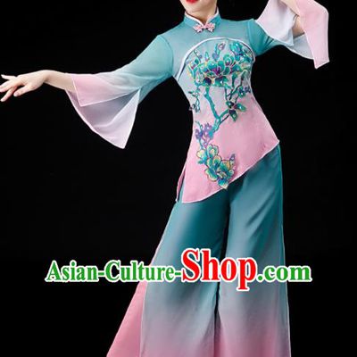 Chinese Folk Dance Gradient Outfit Women Group Dance Costume Yangko Dance Clothing