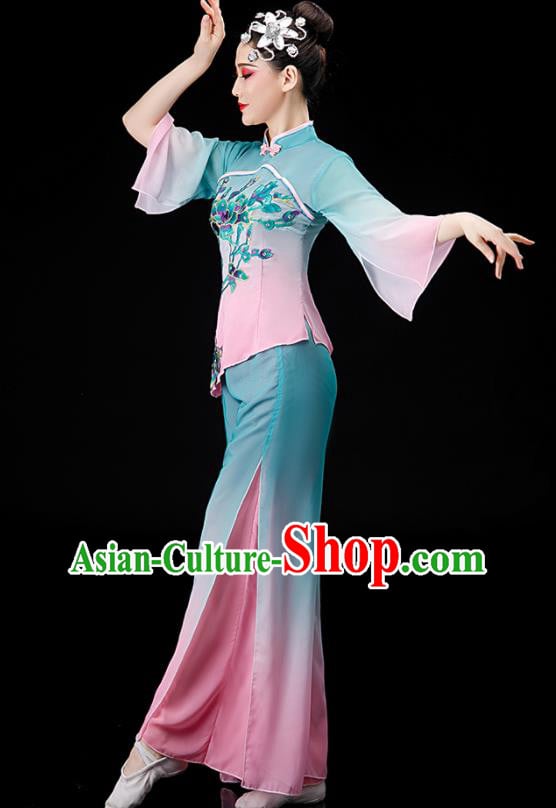 Chinese Folk Dance Gradient Outfit Women Group Dance Costume Yangko Dance Clothing Chinese Folk Dance Gradient Outfit Women Group Dance Costume Yangko Dance Clothing