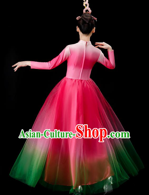 Chinese Women Group Dance Costume Modern Dance Clothing Opening Dance Megenta Dress Chinese Women Group Dance Costume Modern Dance Clothing Opening Dance Megenta Dress