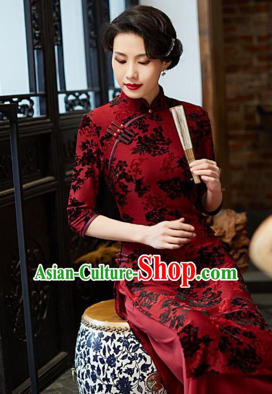 Chinese Aodai Qipao Traditional Cheongsam Lace Dress Chinese Aodai Qipao Traditional Cheongsam Lace Dress