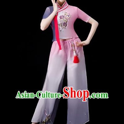 Chinese Stage Performance Clothing Folk Dance Dance Pink Outfit Yangko Dance Costume