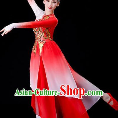 Chinese Yangko Dance Costume Stage Performance Clothing Umbrella Dance Red Outfit