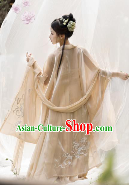 Chinese Ancient Palace Princess Apricot Dress Tang Dynasty Garment Costumes Traditional Embroidered Hanfu Clothing Chinese Ancient Palace Princess Apricot Dress Tang Dynasty Garment Costumes Traditional Embroidered Hanfu Clothing