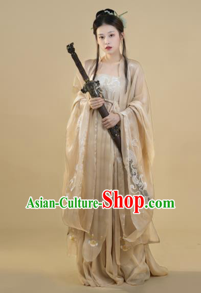 Chinese Ancient Palace Princess Apricot Dress Tang Dynasty Garment Costumes Traditional Embroidered Hanfu Clothing Chinese Ancient Palace Princess Apricot Dress Tang Dynasty Garment Costumes Traditional Embroidered Hanfu Clothing