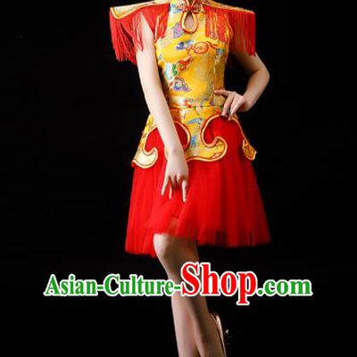 Chinese Folk Dance Costume Drum Dance Stage Performance Clothing Yangko Dance Red Dress
