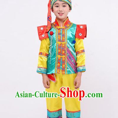Chinese Ethnic Dance Garment Costume Stage Performance Clothing Yugu Nationality Boy Outfit