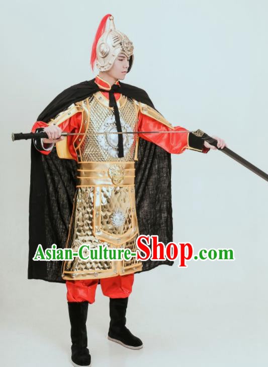 Chinese Ancient General Armor Tang Dynasty Soldier Traditional Golden Armour Set Chinese Ancient General Armor Tang Dynasty Soldier Traditional Golden Armour Set