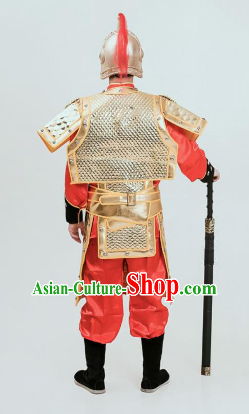 Chinese Ancient General Armor Tang Dynasty Soldier Traditional Golden Armour Set Chinese Ancient General Armor Tang Dynasty Soldier Traditional Golden Armour Set