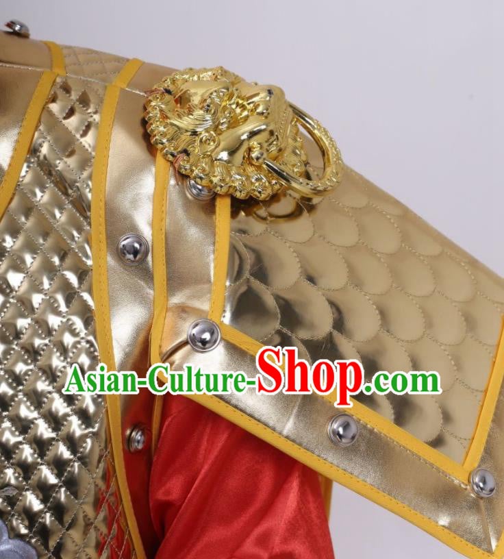 Chinese Ancient General Armor Tang Dynasty Soldier Traditional Golden Armour Set Chinese Ancient General Armor Tang Dynasty Soldier Traditional Golden Armour Set