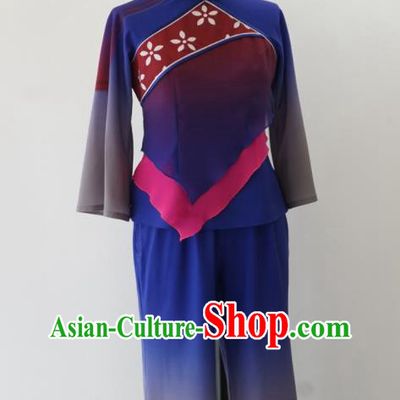Chinese Folk Dance Blue Outfit Yangko Dance Costume Spring Festival Gala Stage Performance Clothing