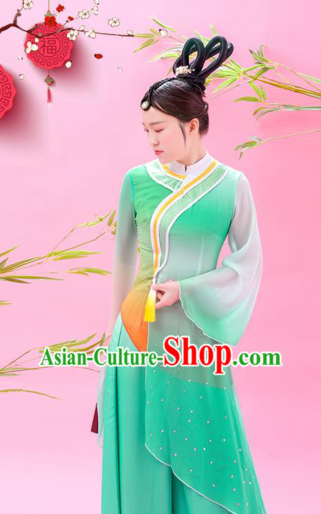 Chinese Classical Dance Green Outfit Women Dance Competition Garment Costume Fan Dance Clothing Chinese Classical Dance Green Outfit Women Dance Competition Garment Costume Fan Dance Clothing