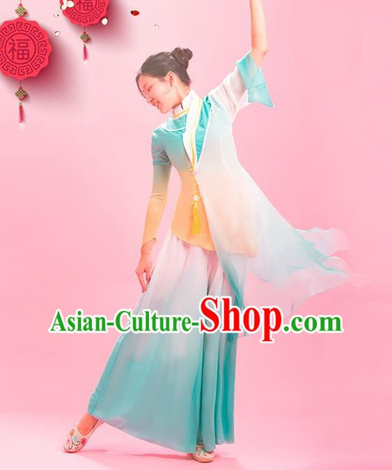 Chinese Fan Dance Clothing Classical Dance Light Blue Outfit Women Dance Competition Garment Costume Chinese Fan Dance Clothing Classical Dance Light Blue Outfit Women Dance Competition Garment Costume