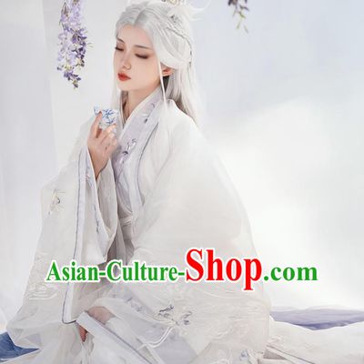 Chinese Song Dynasty Court Princess Costumes Traditional Hanfu Dress Ancient Goddess White Clothing
