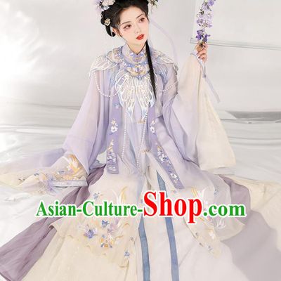 Chinese Ancient Palace Lady Clothing Ming Dynasty Princess Embroidered Dress Traditional Hanfu Garment Costumes