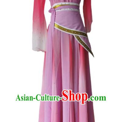 Chinese Woman Stage Performance Clothing Classical Dance Pink Dress Fan Dance Garment Costumes