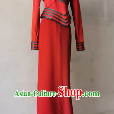 Chinese Folk Dance Red Outfit Yangko Dance Garment Costumes Woman Stage Performance Clothing