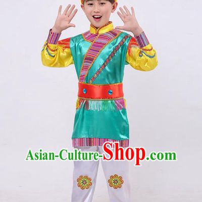 Chinese Ewenki Nationality Dance Outfit Ethnic Boy Folk Dance Costume Heilongjiang Province Stage Performance Clothing