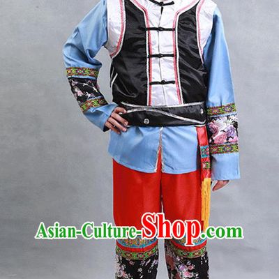 Chinese Hmong Ethnic Male Folk Dance Costume Festival Stage Performance Clothing Miao Nationality Dance Outfit