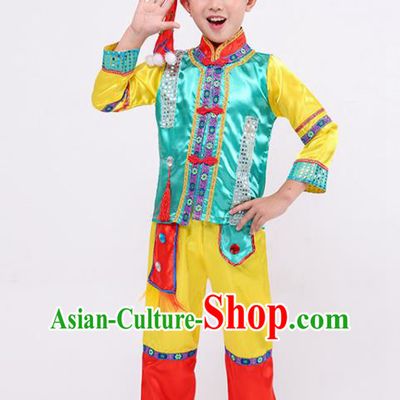 Chinese Kirgiz Nationality Dance Outfit Ethnic Boy Folk Dance Costume Khalkhas Stage Performance Clothing