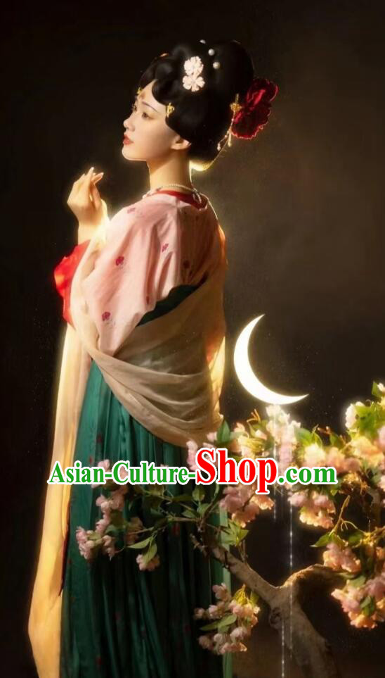 Chinese Ancient Palace Princess Green Dress Clothing Tang Dynasty Garment Costumes Chinese Ancient Palace Princess Green Dress Clothing Tang Dynasty Garment Costumes