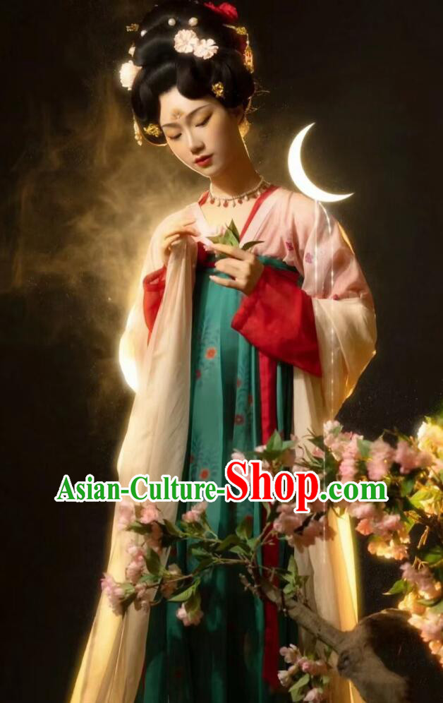 Chinese Ancient Palace Princess Green Dress Clothing Tang Dynasty Garment Costumes Chinese Ancient Palace Princess Green Dress Clothing Tang Dynasty Garment Costumes