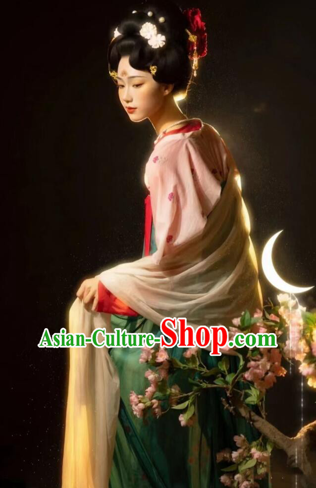 Chinese Ancient Palace Princess Green Dress Clothing Tang Dynasty Garment Costumes Chinese Ancient Palace Princess Green Dress Clothing Tang Dynasty Garment Costumes