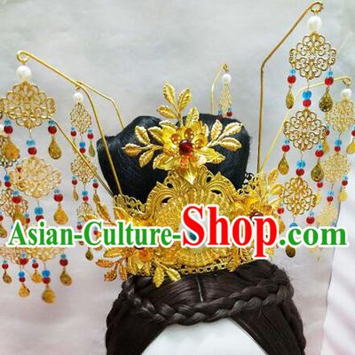 Handmade Chinese Traditional Hair Accessories House of Flying Daggers Golden Hair Crown