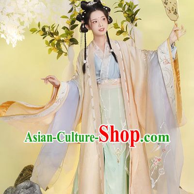 Chinese Traditional Court Hanfu Dress Clothing Song Dynasty Embroidery Historical Costumes Ancient Princess Garments
