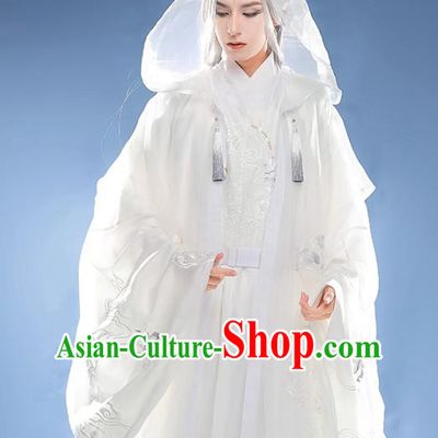 Chinese Ancient Noble Childe White Garments Traditional Embroidery Hanfu Clothing Ming Dynasty Prince Historical Costumes