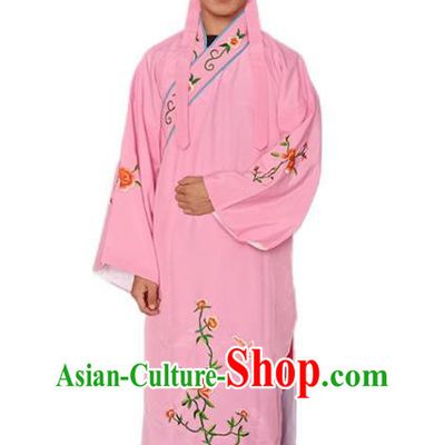 Chinese Beijing Opera Clothing Ancient Scholar Pink Robe and Headwear
