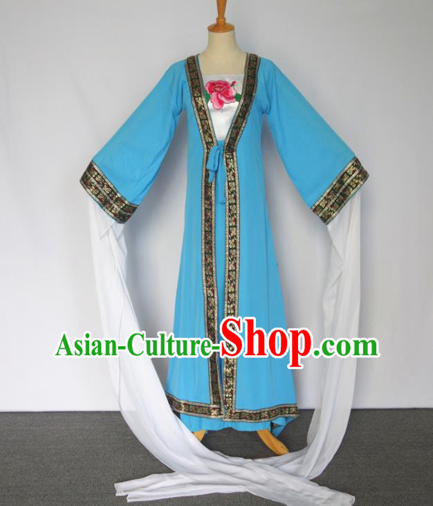 Chinese Classical Dance Clothing Water Sleeve Dance Garment Costumes Traditional Goddess Dance Blue Dress Chinese Classical Dance Clothing Water Sleeve Dance Garment Costumes Traditional Goddess Dance Blue Dress