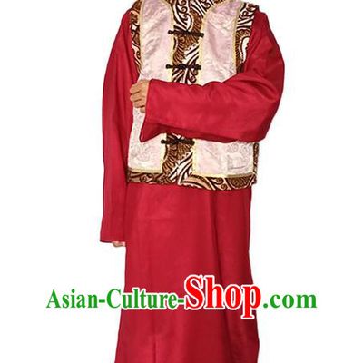 Chinese Traditional Young Master Red Outfit Qing Dynasty Childe Clothing Ancient Landlord Garment Costumes