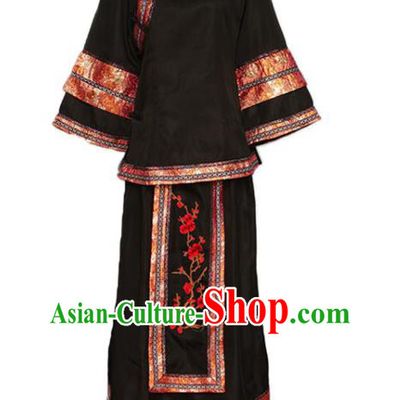 Chinese Republican Young Mistress Clothing Ancient Noble Woman Costumes Traditional Black Xiuhe Suit Garments
