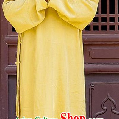 Chinese Tai Chi Training Yellow Uniform Traditional Wudang Taoist Priest Frock Martial Arts Costumes