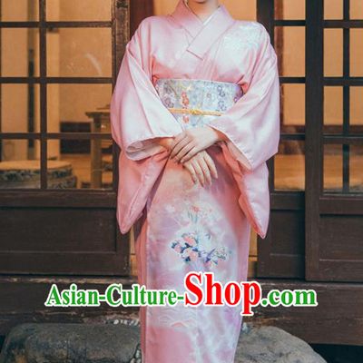Japanese Summer Festival Yukata Dress Japan Traditional Young Lady Garment Pink Kimono