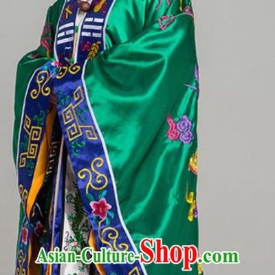 Chinese Embroidered Dragon Priest Frock Traditional Taoism Green Silk Garment  Handmade Taoist Ecclesiastical Robe