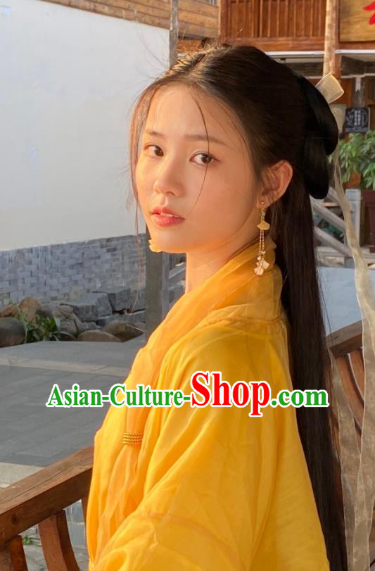 Chinese Traditional Wuxia Costumes Ancient Swordswoman Yellow Dress Clothing Chinese Traditional Wuxia Costumes Ancient Swordswoman Yellow Dress Clothing