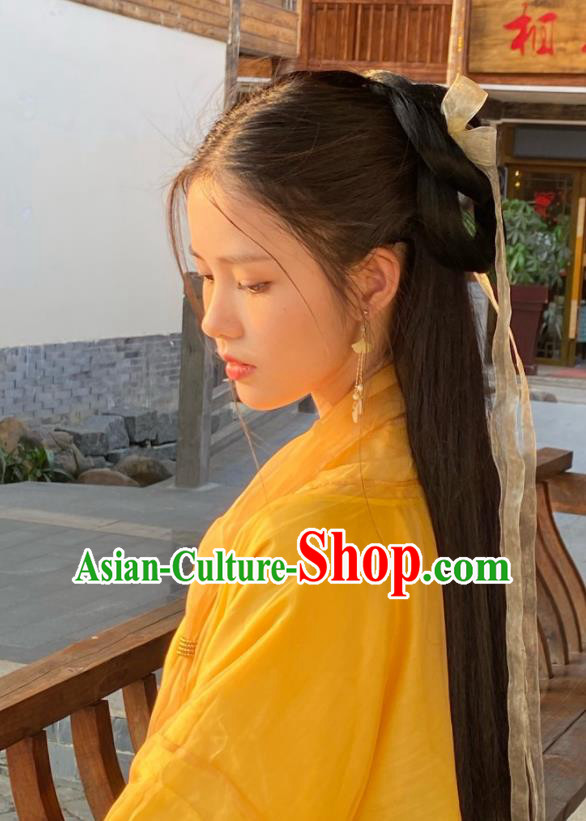 Chinese Traditional Wuxia Costumes Ancient Swordswoman Yellow Dress Clothing Chinese Traditional Wuxia Costumes Ancient Swordswoman Yellow Dress Clothing