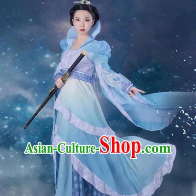 China Ancient Fairy Princess Blue Dress Clothing TV Series Chinese Paladin Long Kui Costumes