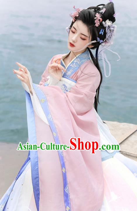 Chinese Traditional Hanfu Dress Ancient Palace Princess Garment Costume Jin Dynasty Young Women Clothing Chinese Traditional Hanfu Dress Ancient Palace Princess Garment Costume Jin Dynasty Young Women Clothing