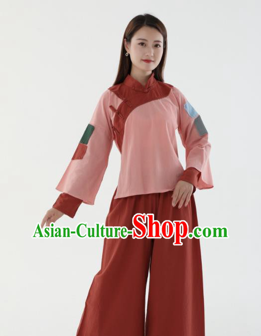 Chinese Ancient Poor Lady Garment Costumes Cosplay Village Girl Pink Outfit Chinese Ancient Poor Lady Garment Costumes Cosplay Village Girl Pink Outfit