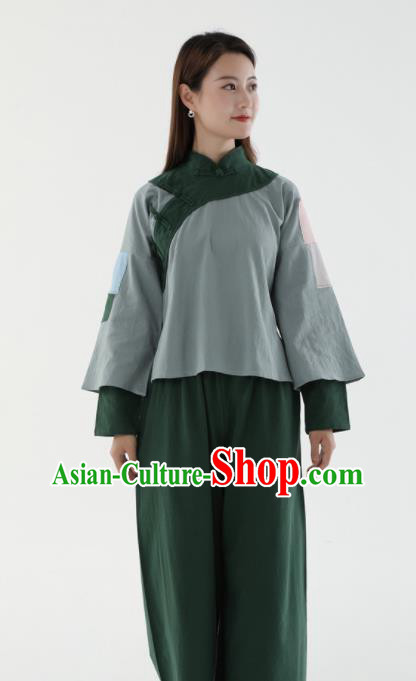 Chinese Cosplay Village Girl Green Outfit Ancient Poor Lady Garment Costumes Chinese Cosplay Village Girl Green Outfit Ancient Poor Lady Garment Costumes
