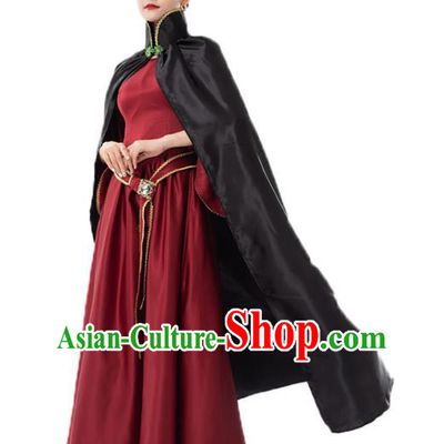 Top Cosplay Queen Garment Costumes Dancing Party Wine Red Dress