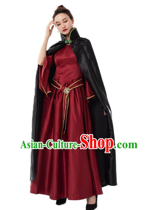 Top Cosplay Queen Garment Costumes Dancing Party Wine Red Dress Top Cosplay Queen Garment Costumes Dancing Party Wine Red Dress